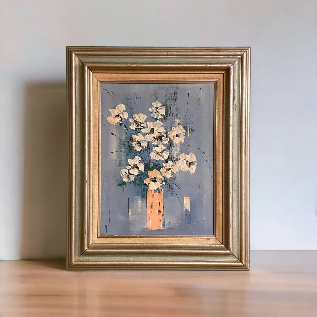 1960’s Oil Painting, Flowers in Vase by MT | Etsy (US)