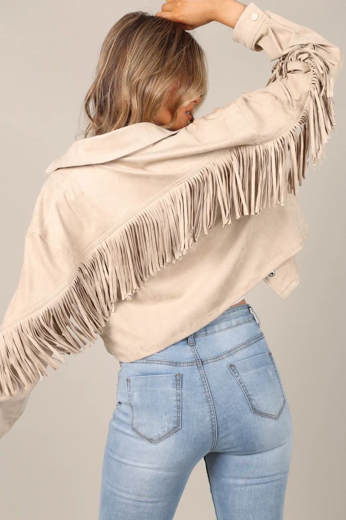 Jenna Fringe Crop Jacket - Ivory | Petal & Pup (US)