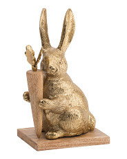 11in Aluminum Bunny On Wooden Base | TJ Maxx