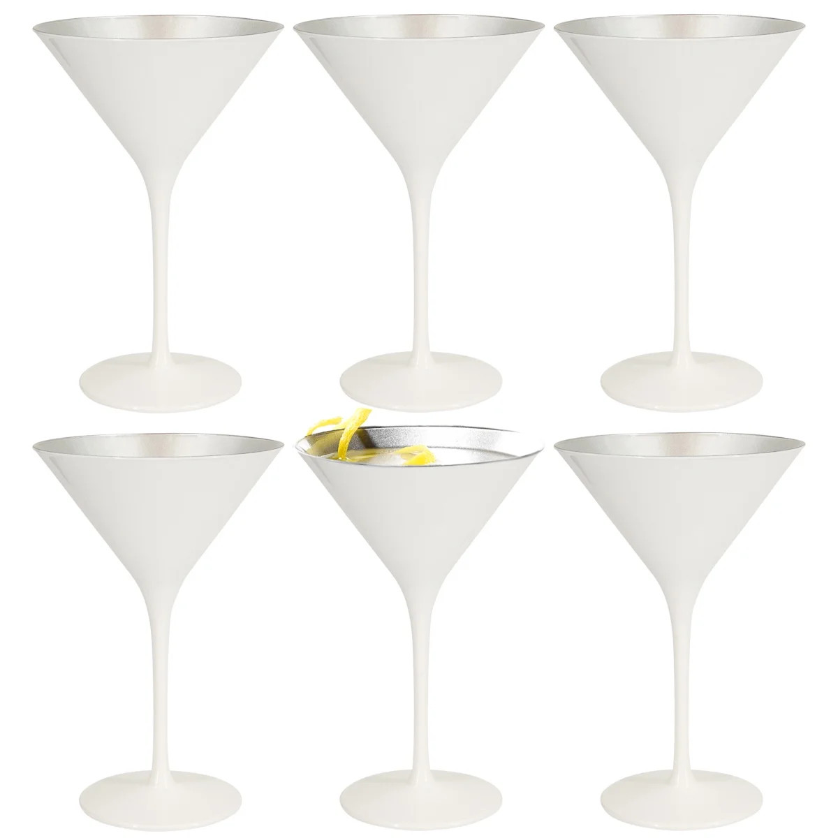 Stolzle 6pk Glisten 8.5oz Cocktail Drink Martini Glass Set, Glossy White Metallic, Dishwasher Saf... | Walmart (US)