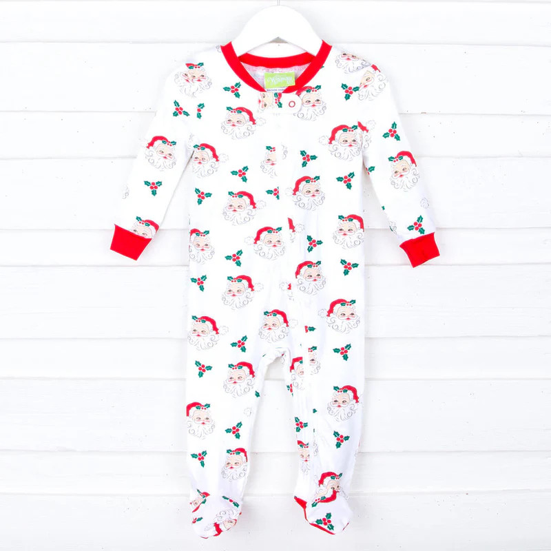 Vintage Santa White Zip Sleeper | Classic Whimsy
