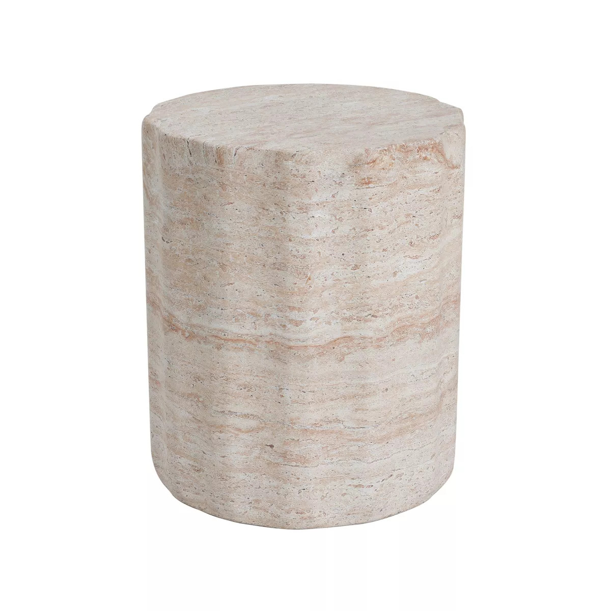 Christopher Knight Home Gina Modern Outdoor Cylinder Travertine Lightweight Concrete Side Table | Target