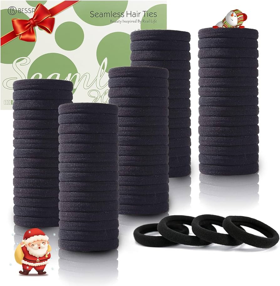 100PCS Black Hair Ties for Women Girls, Seamless Thick Black Hair Band, Elastic Hair Ties No Dama... | Amazon (US)