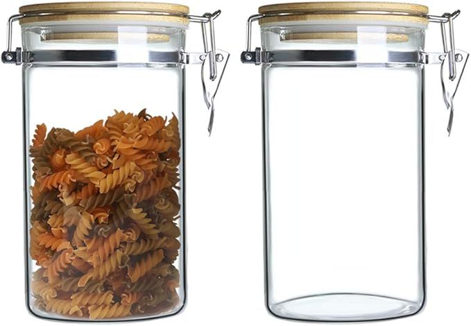 IDEALUX Glass Storage Jar, 2Pack Airtight Food Glass Storage Jar with Stainless Steel Buckle and ... | Amazon (US)