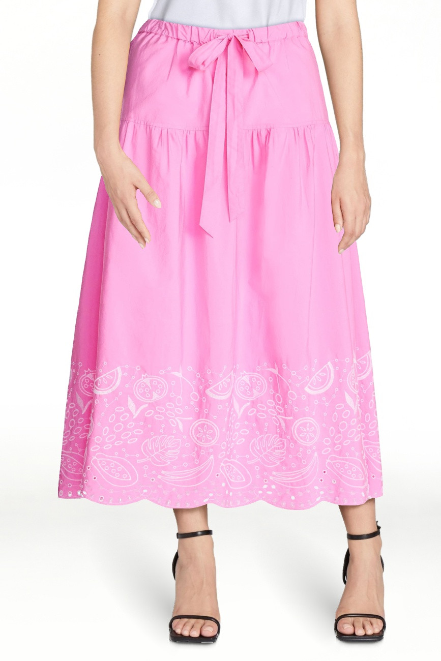 Free Assembly Women's Tie Waist Embroidered Cotton Midi Skirt, Sizes XS-XXL | Walmart (US)