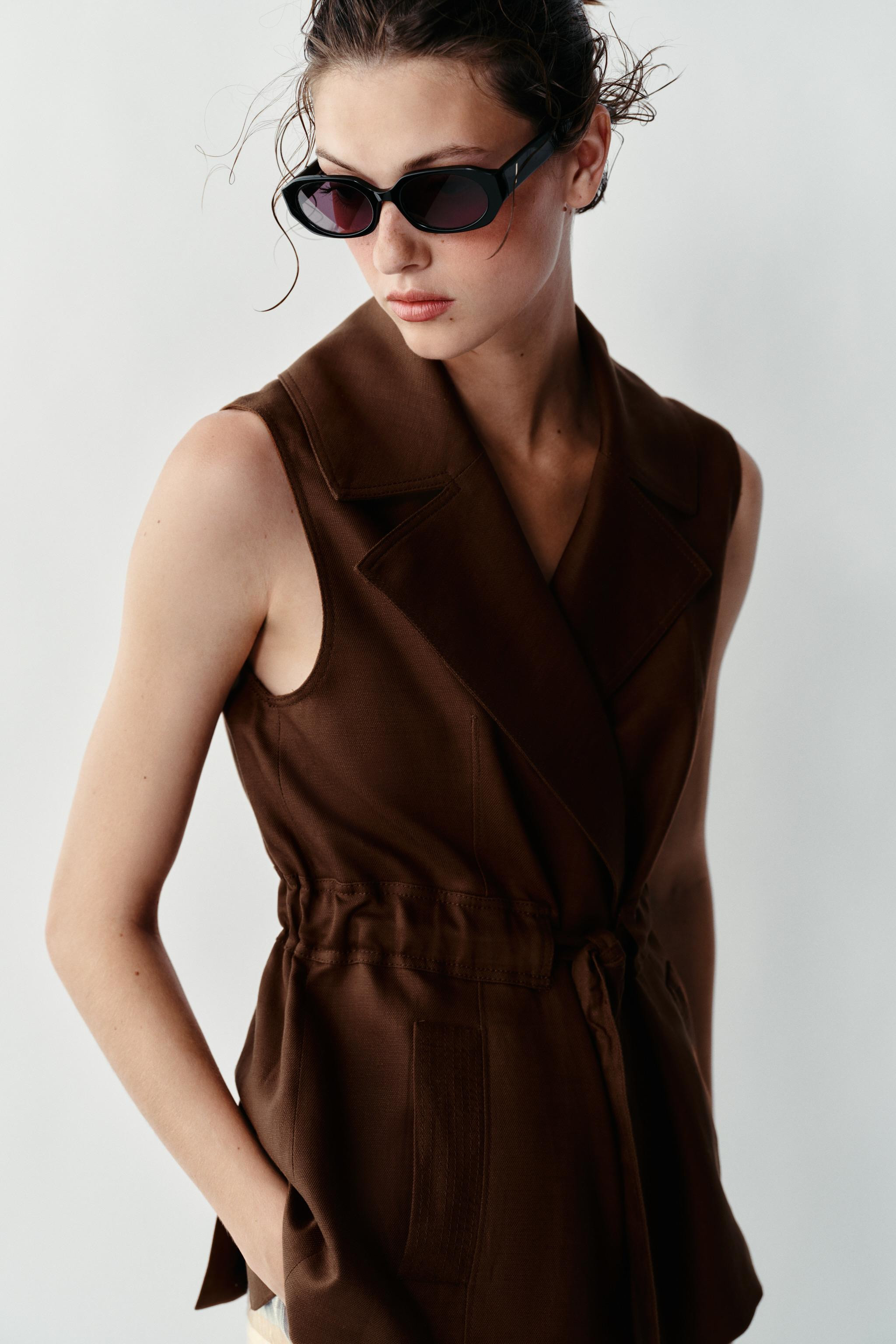 LINEN BELTED VEST | Zara US