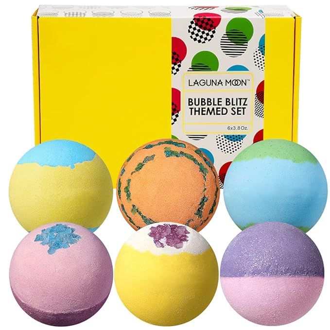 Lagunamoon Upgrade Bath Bombs Gift Set, 6 XXL Natural Fizzy Handmade with Organic Essential Oils,... | Amazon (US)