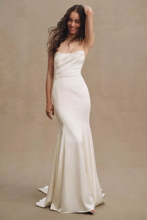 Willowby by Watters Elynor Strapless Satin Mermaid Wedding Gown | Anthropologie (US)