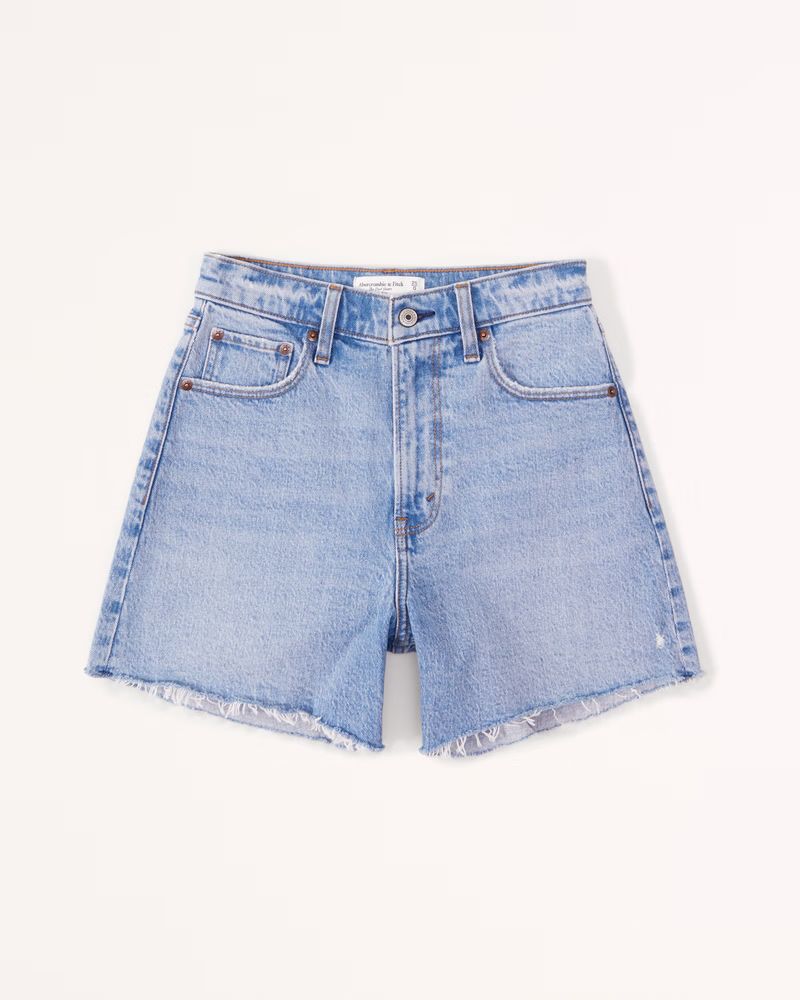 Abercrombie & Fitch Women's High Rise Dad Short in Light Wash - Size 36 | Abercrombie & Fitch (US)