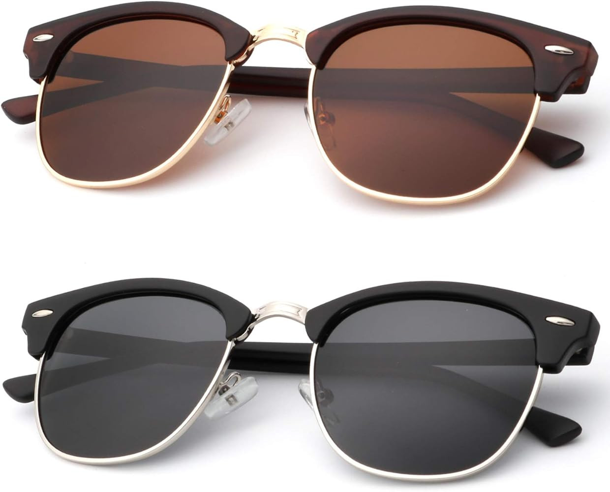 Polarized Sunglasses for Men and Women Semi-Rimless Frame Driving Sun glasses 100% UV Blocking | Amazon (US)