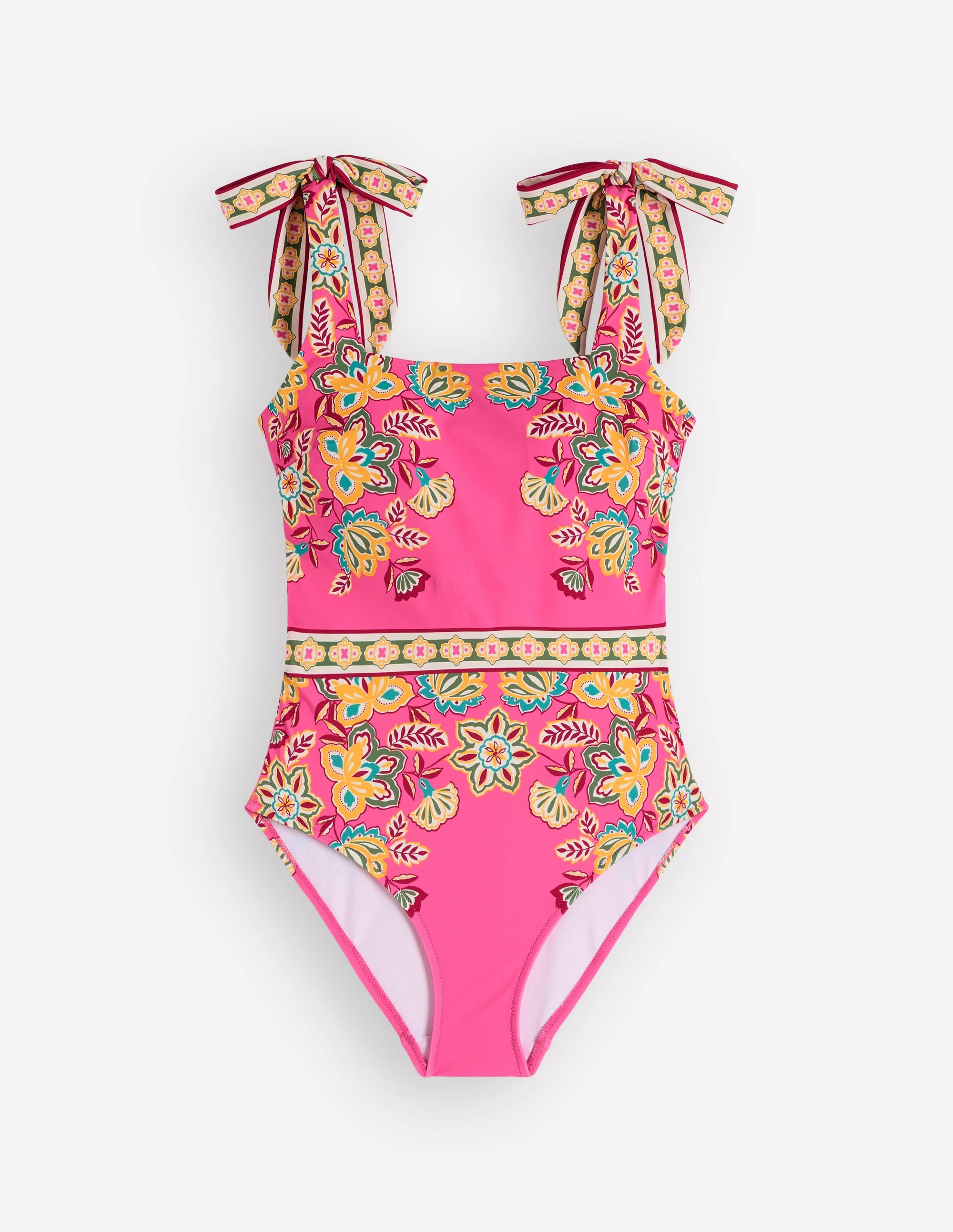 Bow Tie Shoulder Swimsuit-Sangria Sunset, Blossom | Boden (US)