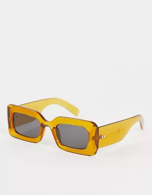 & Other Stories rectangle sunglasses in khaki | ASOS (Global)