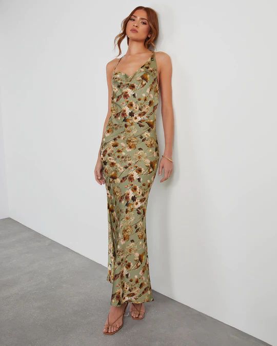 Lyons Cowl Neck Floral Slip Maxi Dress | VICI Collection