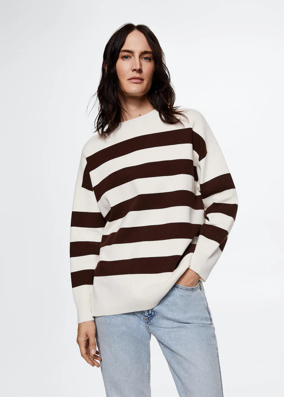 Plus Size Striped knit sweater (60) | Mango USA | MANGO (US)