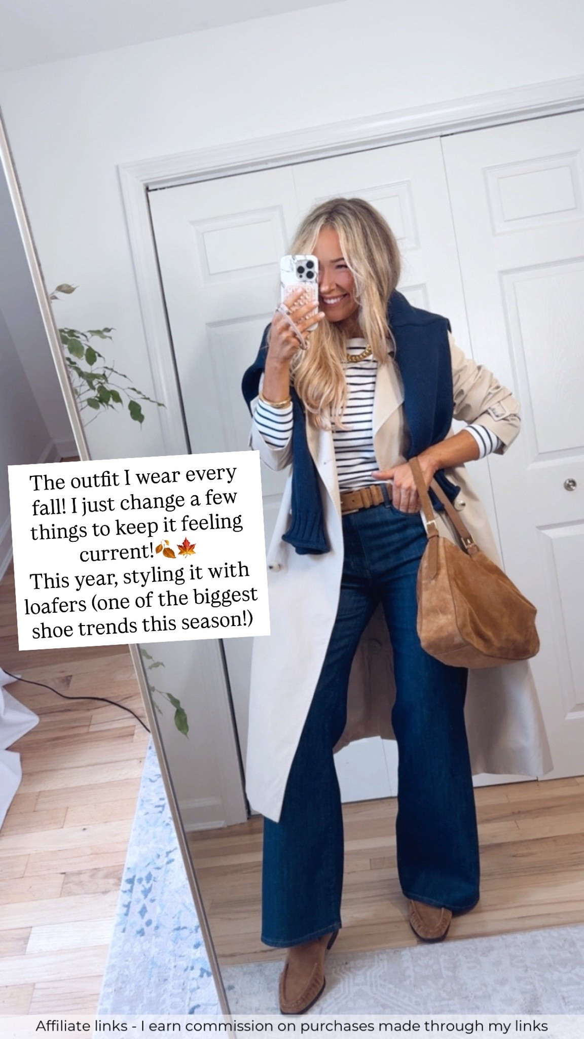 Affiliate links - I earn commission on purchases made through my links

Capsule fall outfits
Trench coat
Wide leg jeans
Suede loafers