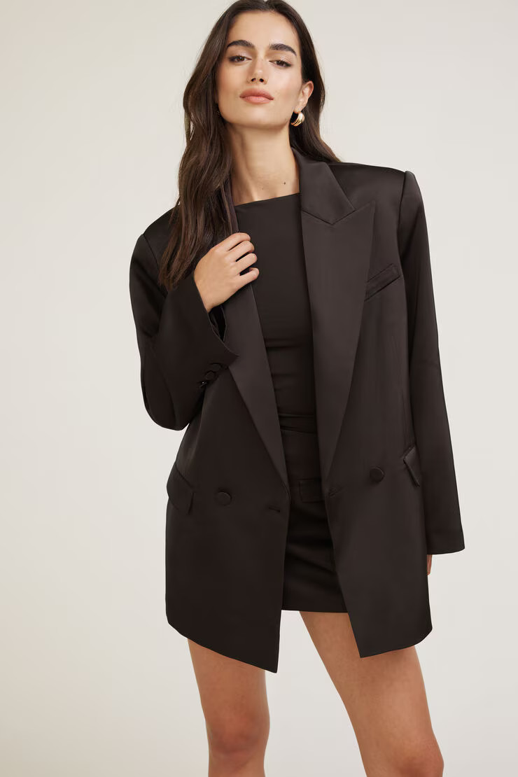 Noa Oversized Satin Blazer | Dynamite Clothing
