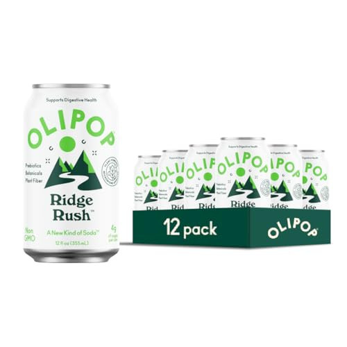 OLIPOP Prebiotic Soda Pop, Ridge Rush, A New Kind of Soda Packed with Prebiotics, Fiber, and Botanicals, Gluten Free, Vegan, GMO Free, 12oz (12-Cans) | Amazon (US)