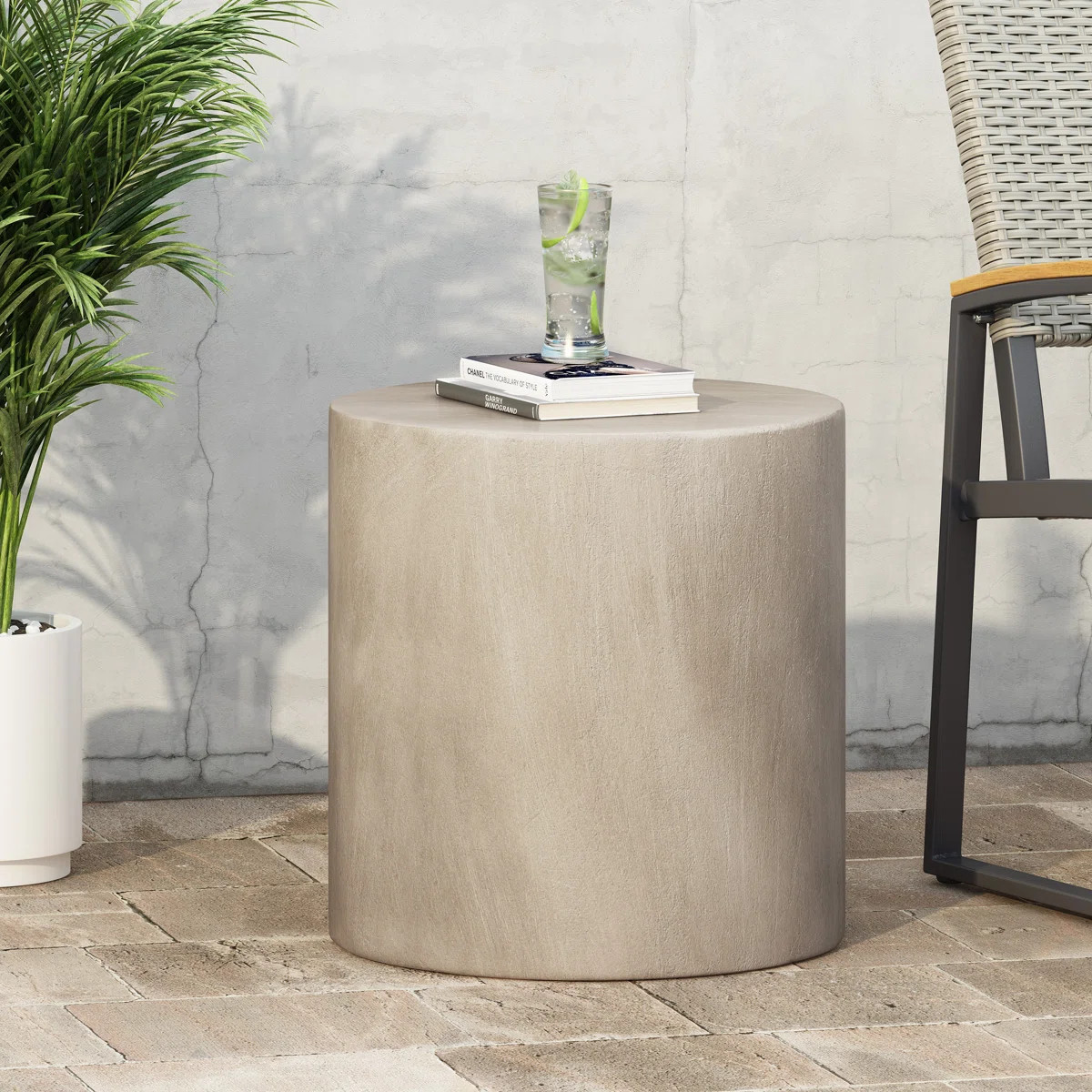 Belsy Light Weight Concrete Outdoor Side Table - Smooth Cylindrical Design | Wayfair North America
