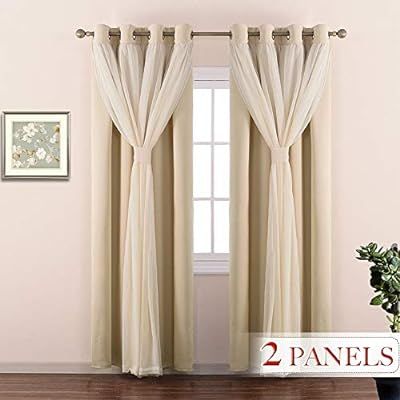 NICETOWN Nursery Crushed Voile Sheer x Solid Blackout Curtain Panel Set Room Darkening with Tie-B... | Amazon (US)
