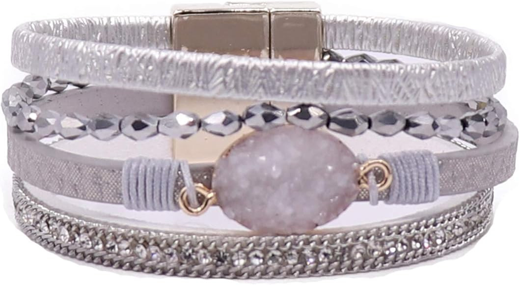 KSQS Tree of Life Leather Multi-Layer Wraps Bracelet,Boho Wide Buckle Wristband Bangle,Braided Cu... | Amazon (US)