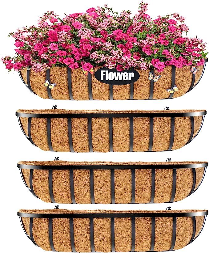 30 Inch Window Deck with Coco Liner, 30" Window Boxes Horse Trough with Coconut Coir Liner, Fence... | Amazon (US)