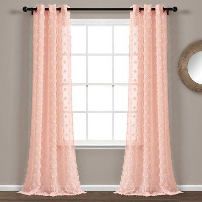 Set of 2 (84"x38") Textured Dot Grommet Sheer Window Curtain Panels - Lush Décor | Target