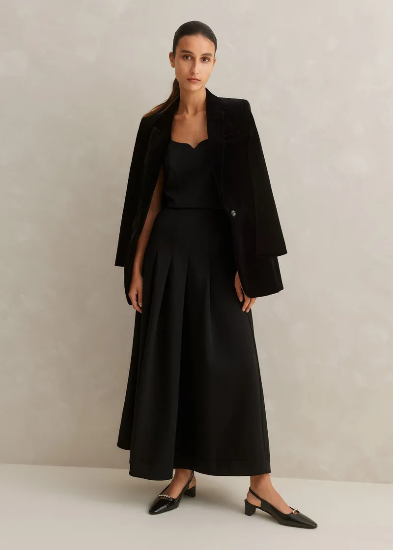 Ponte Pleated Maxi Skirt | ME+EM Global (Excluding US)