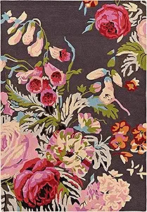 Restoration and Renovation Modern Rose Floral Wool Rug | Handmade Area Rug with Garden Colorful F... | Amazon (US)