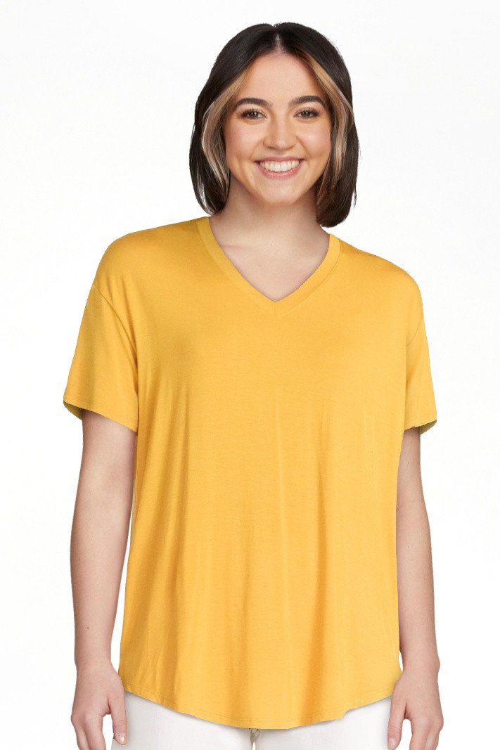 Time and Tru Women's V-Neck Tunic Tee with Short Sleeves, Sizes XS-XXXL | Walmart (US)