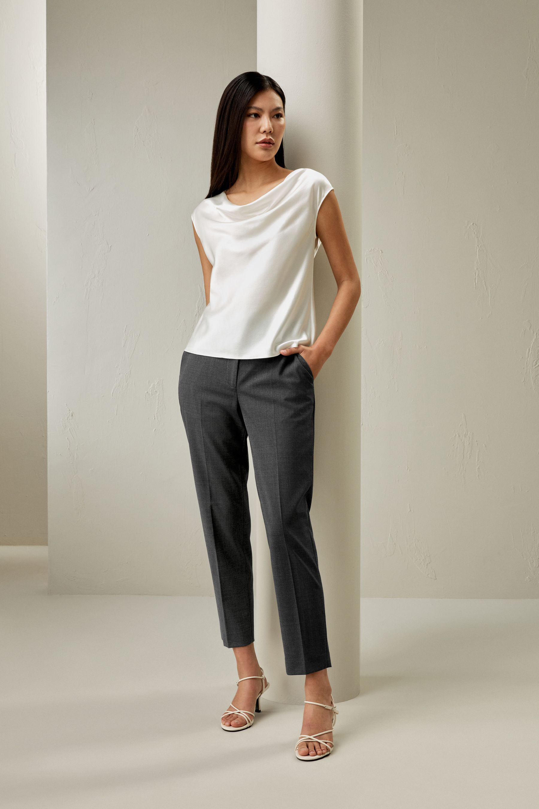 Silk Charmeuse Cowl Neck Top | LilySilk