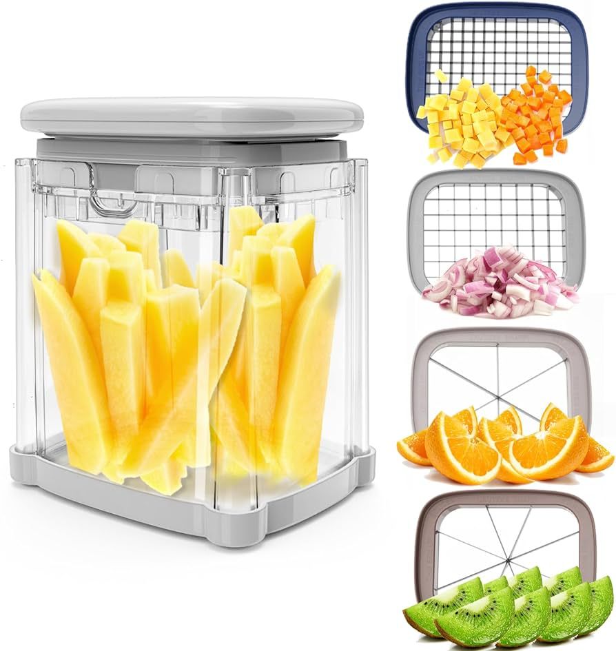 French Fry Cutter 4-in-1 Food Dicer Chop Box, Potato Cutter for Fries Potato French Fry Onion Cut... | Amazon (US)