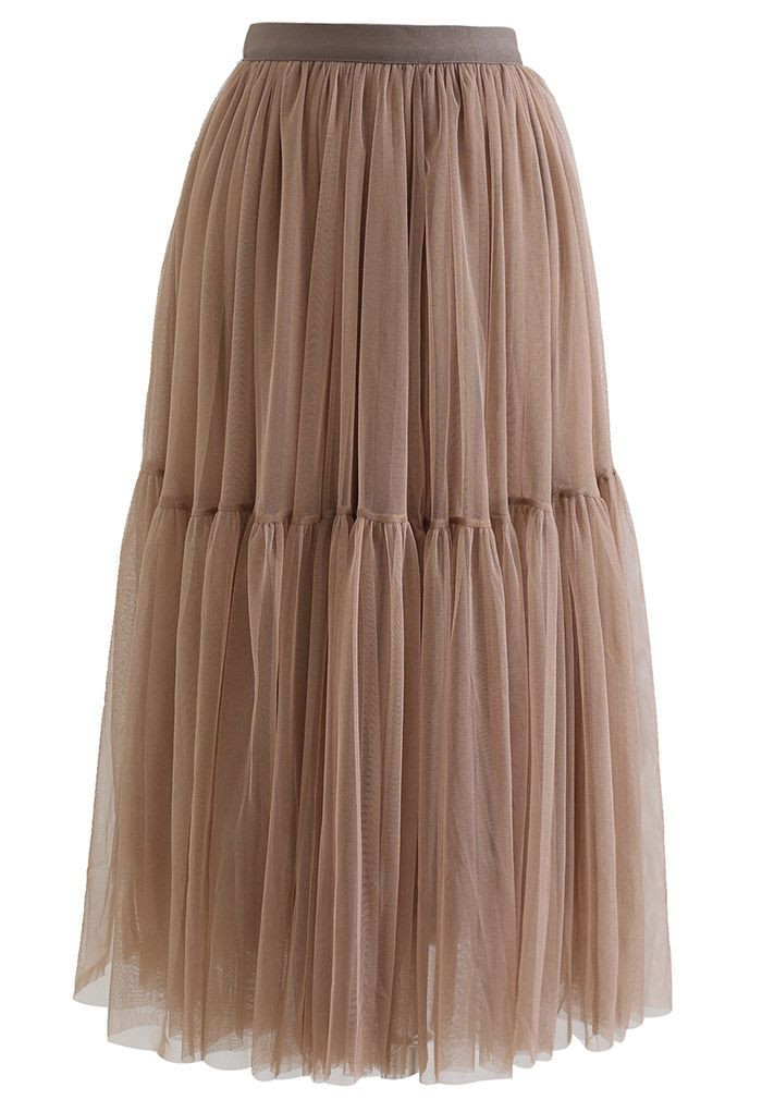 Can't Let Go Mesh Tulle Skirt in Brown | Chicwish