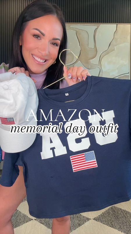 The cutest last minute Memorial Day outfit from Amazon! 🇺🇸

Wearing a small in top, xs in shorts, and size 8 in tennis shoes! 

I’m 5’2, 130 lbs, 34 DD, 25 in waist. 

Outfit will be linked in my storefront under May Finds! 

#affiliate #petitefashion #fashionover40 #fashioninspo