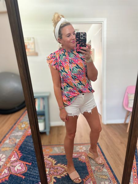Cutest top for summer. Love it with shorts but would be super cute with jeans too. Code FANCY15 for 15% off. Wearing a size small. Shorts are a size small  

#LTKunder100 #LTKFind #LTKSeasonal