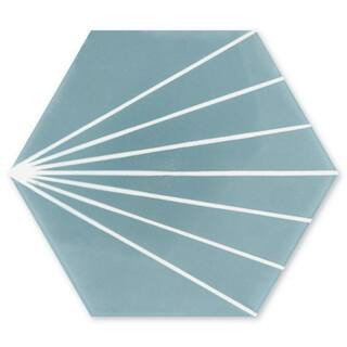 Villa Lagoon Tile Spark C Stone Blue 8 in. x 9 in. Cement Handmade Floor and Wall Tile (Box of 16... | The Home Depot