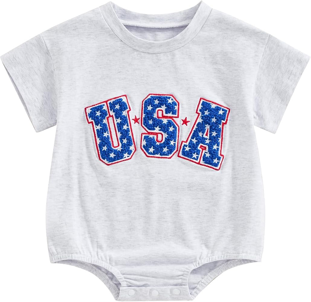 4th of July Baby Girls Boy Outfits Newborn Toddler Bubble Romper USA Retro Independence Day Cloth... | Amazon (US)
