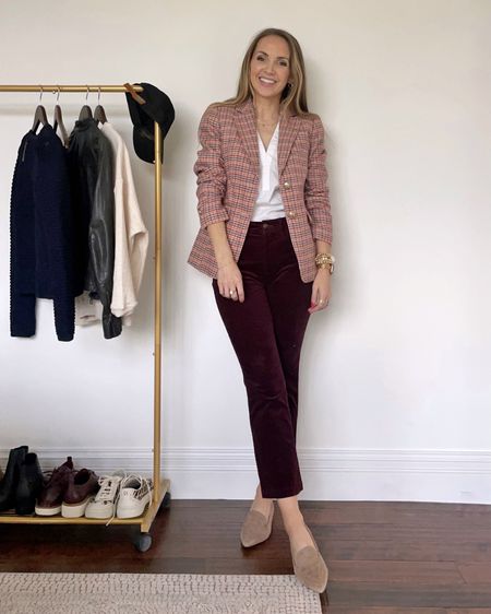 @talbotsofficial work office fall outfit style with corduroy burgundy pants (wearing size 2) and blazer #meetthestylemakers #modernclassicstyle #talbots #mytalbtos #ad #talbotspartner

#LTKworkwear #LTKSeasonal #LTKstyletip