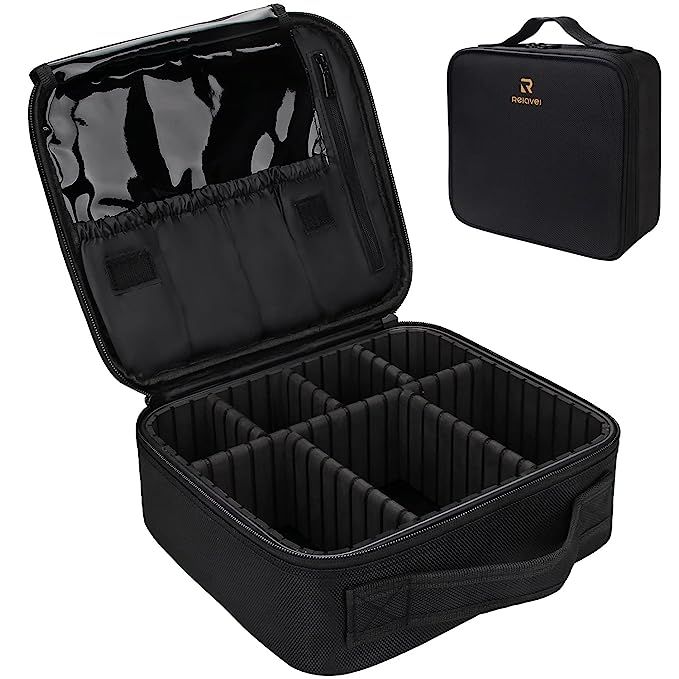 Relavel Travel Makeup Train Case Makeup Cosmetic Case Organizer Portable Artist Storage Bag with ... | Amazon (US)