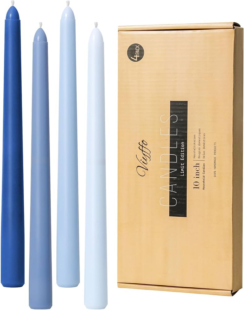 Viyffo 10 Inch Taper Candles Blue Set of 4 Unscented, Dripless, Smokeless Long Tall Tapered Candl... | Amazon (US)