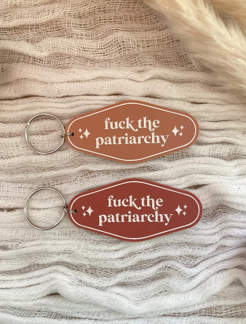 Retro Inspired Motel Keychains, Fuck the Patriarchy Keychain, F the Patriarchy Keyring, Fan Keych... | Etsy (US)