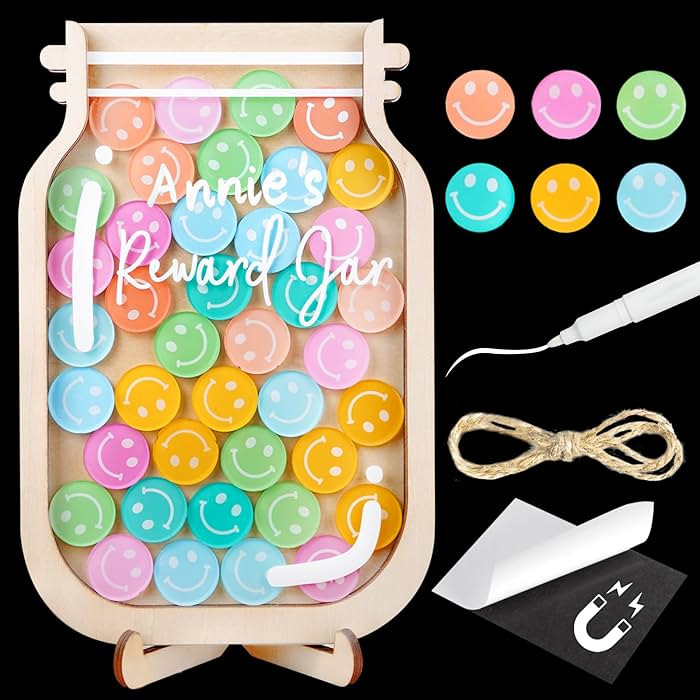 9" DIY Name 45 Tokens Smiley Face Magnetic Reward Jar Gifts for Classroom Teacher Kids Potty Trai... | Amazon (US)