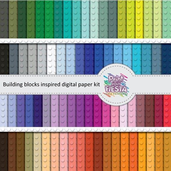 100 Colors Building Blocks Inspired Digital Paper | Etsy | Etsy (US)