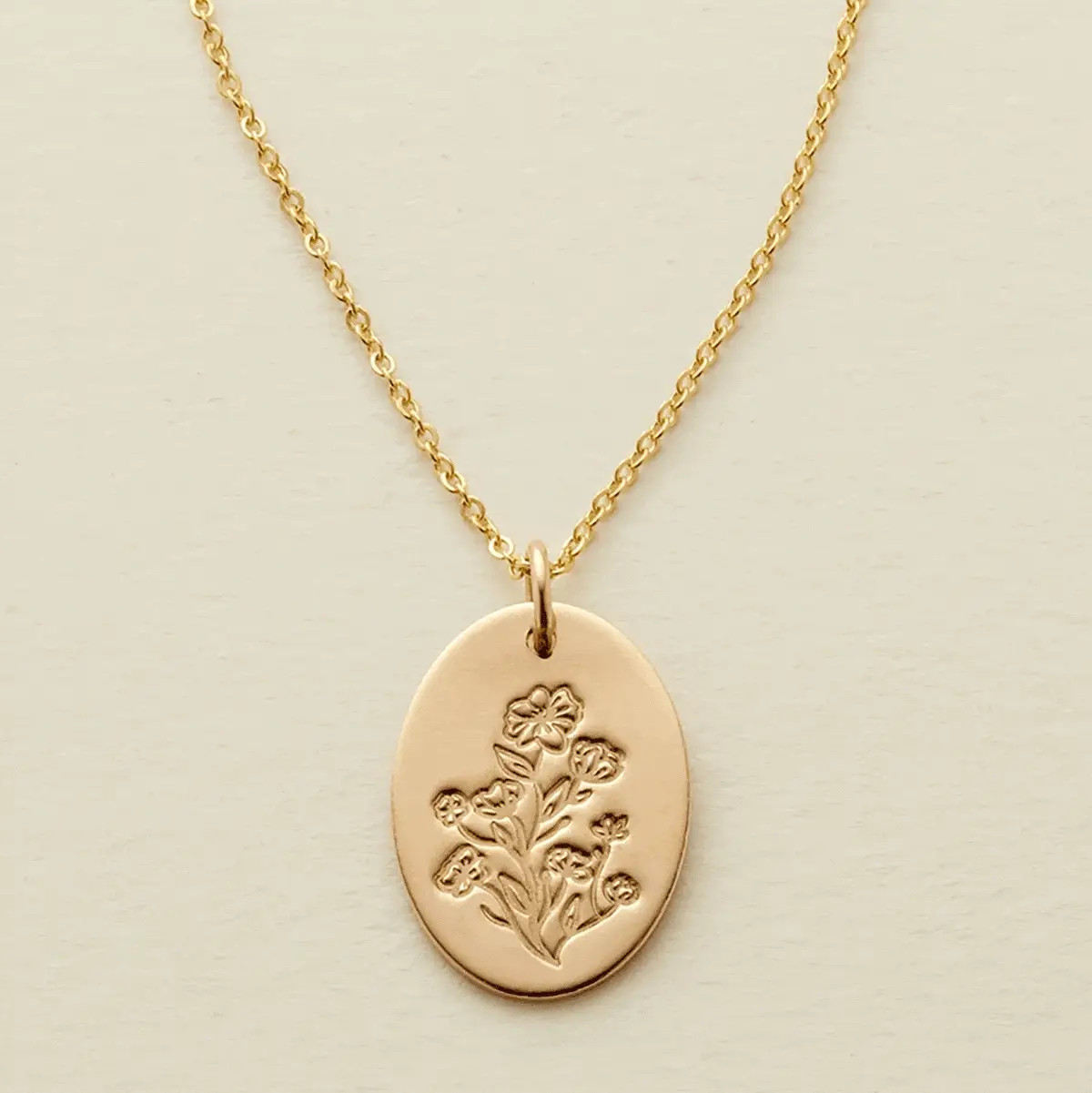 Made By Mary Family Florals Oval Disc Necklace | Handmade,Personalized | Made By Mary