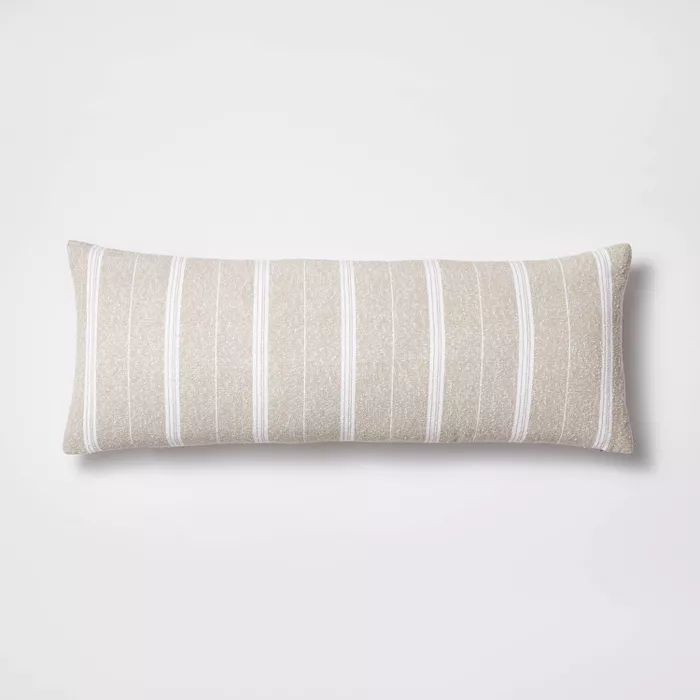 Oversized Oblong Boucle Woven Stripe Decorative Throw Pillow Khaki - Threshold™ designed with S... | Target