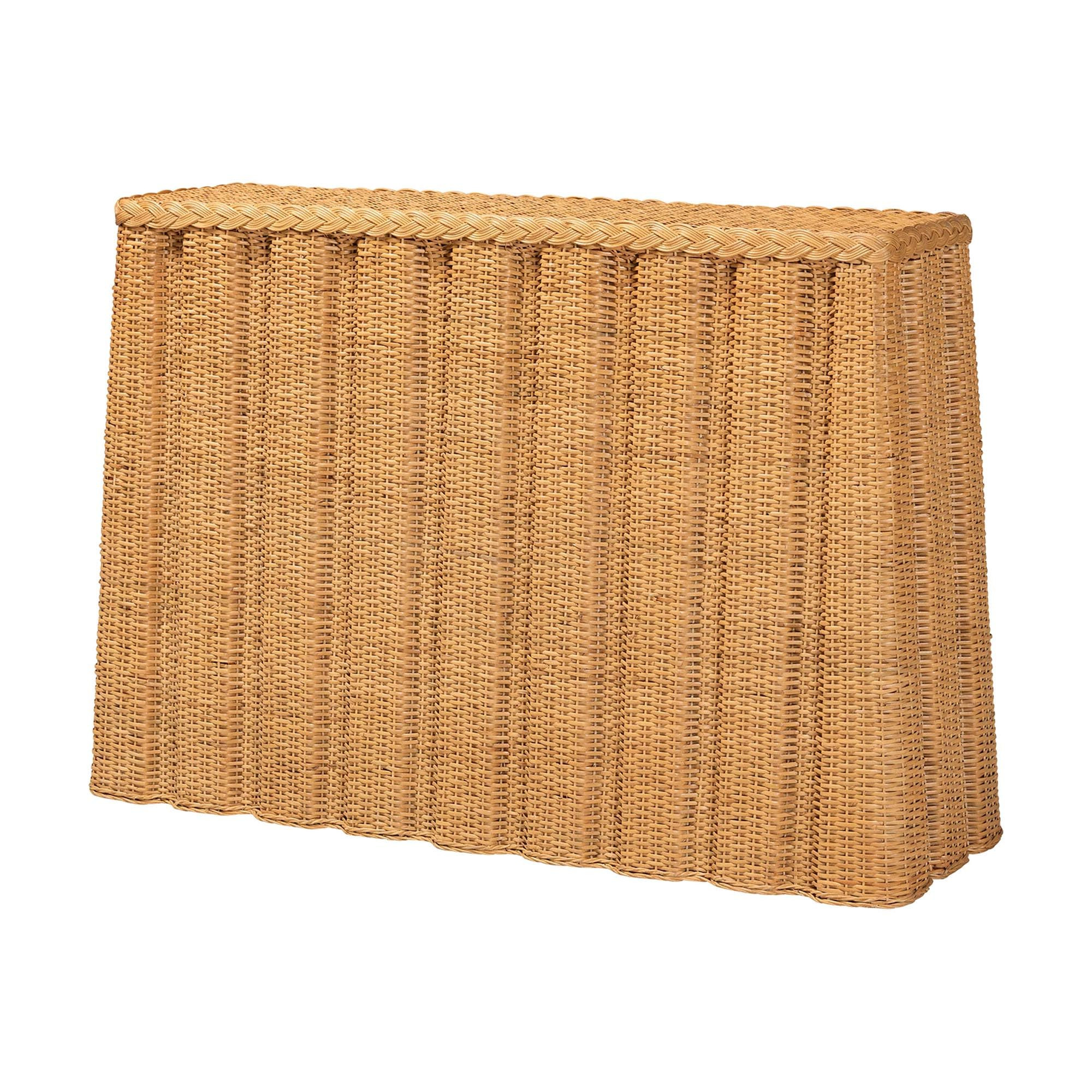 Bali & pari Andrea Natural Rattan Console Table - Handwoven Wicker Accent Table with Pleated Skir... | Amazon (US)