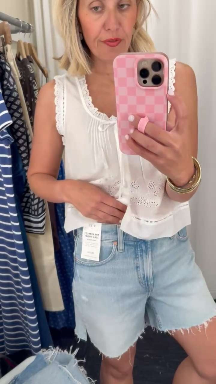 #LTKxMadewell 20% off sitewide! These shorts are a bit longer, I would not size down in these! I am wearing size 27. Cute little slits on the size. 

 #LTKxMadewell #LTKootd #LTKSaleAlert