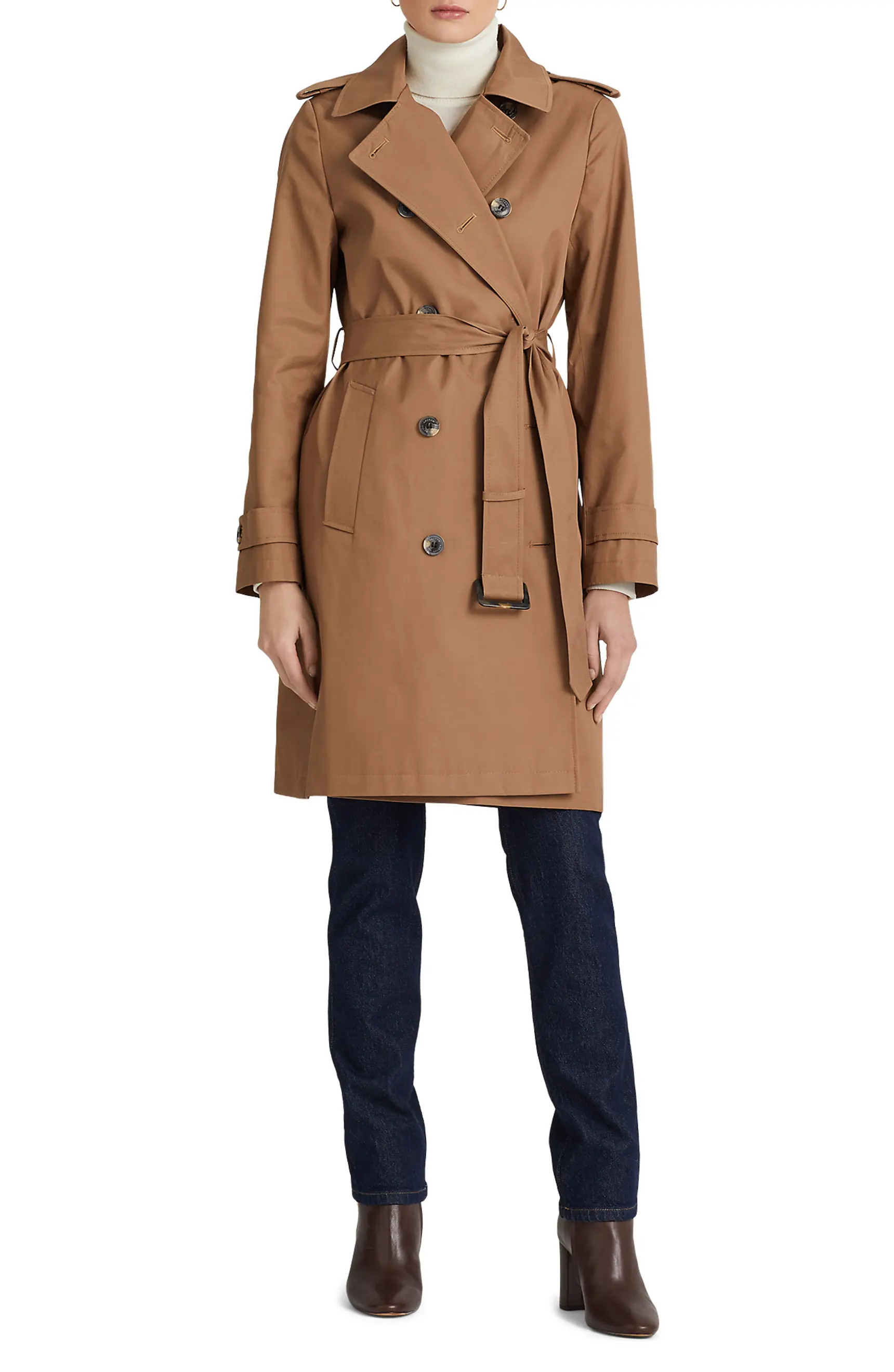 Lauren Ralph Lauren Double Breasted Cotton Blend Trench Coat | Nordstrom | Nordstrom