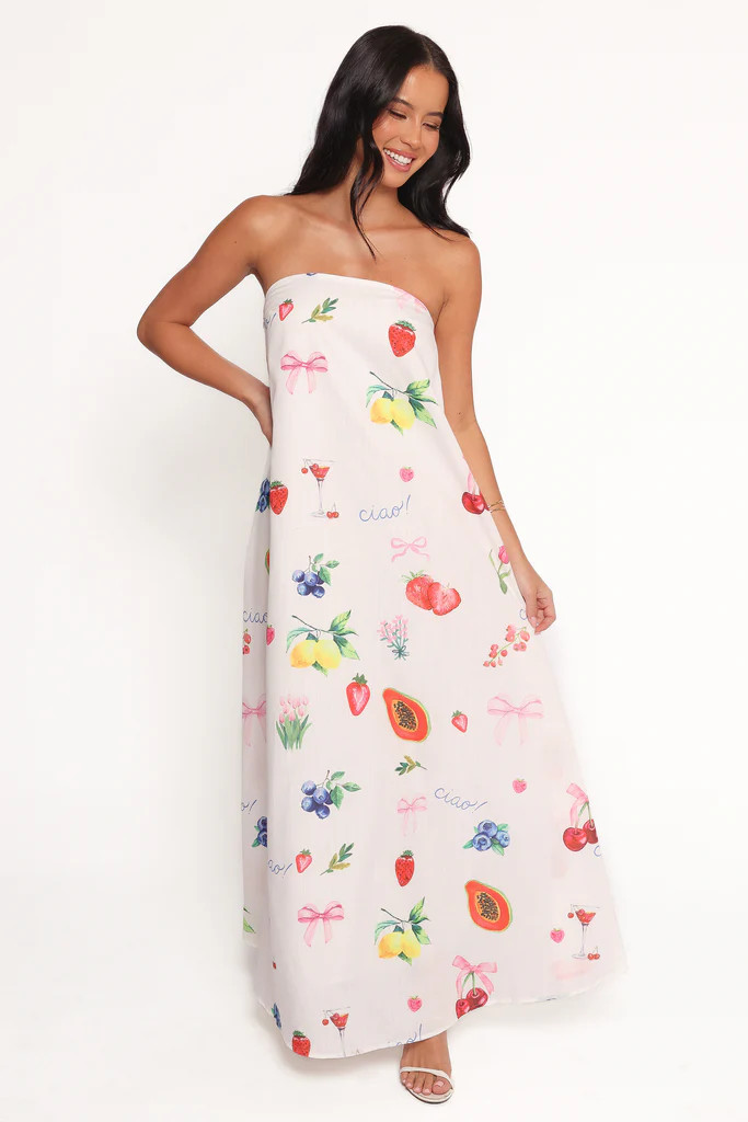 Soph Strapless Maxi Dress - Ciao Bow Print | Petal & Pup (US)