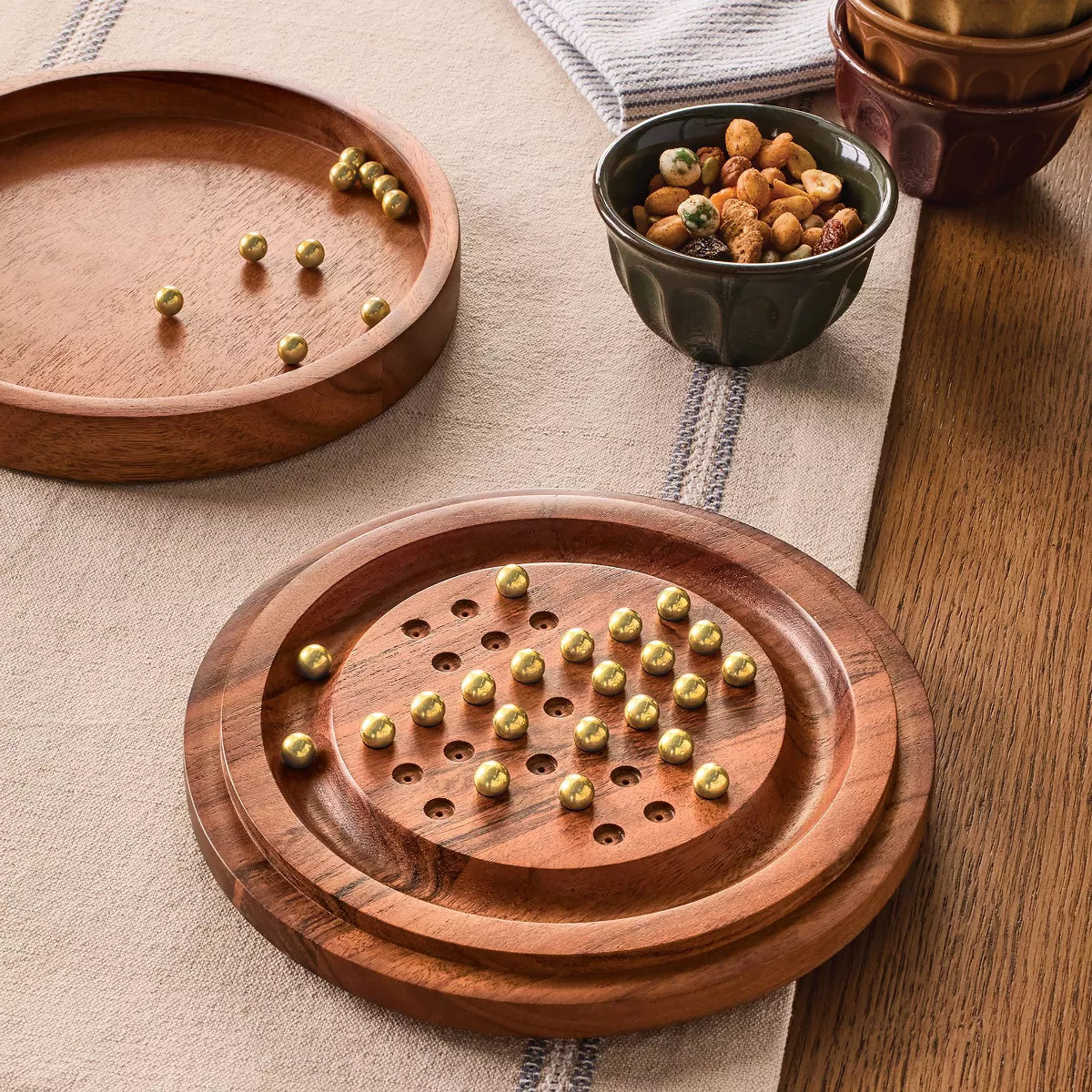 Wood and Brass Marble Solitaire - Hearth & Hand™ with Magnolia | Target