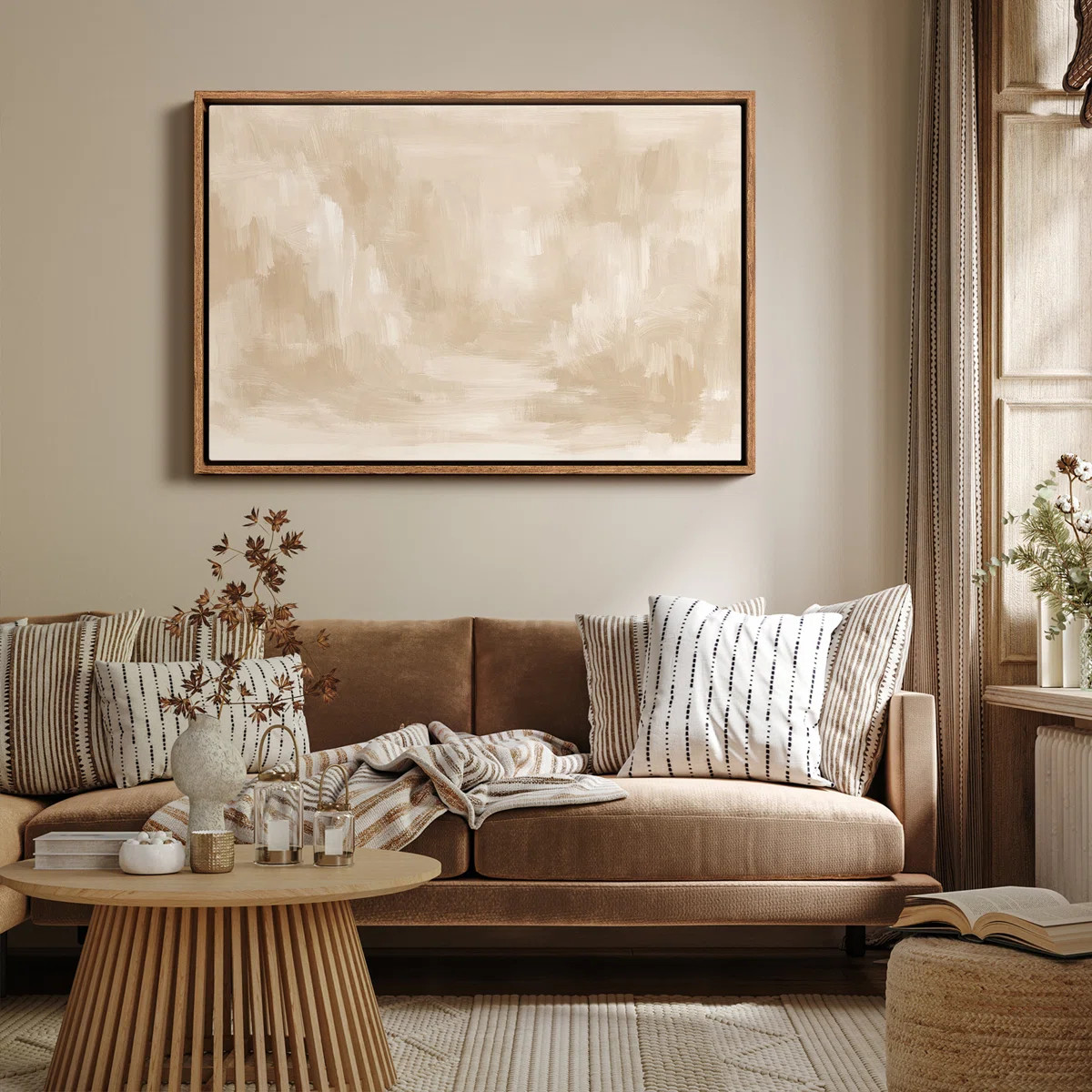 Soft Neutral Abstract with Layered Beige Tones Framed Print Wall Art | Wayfair North America